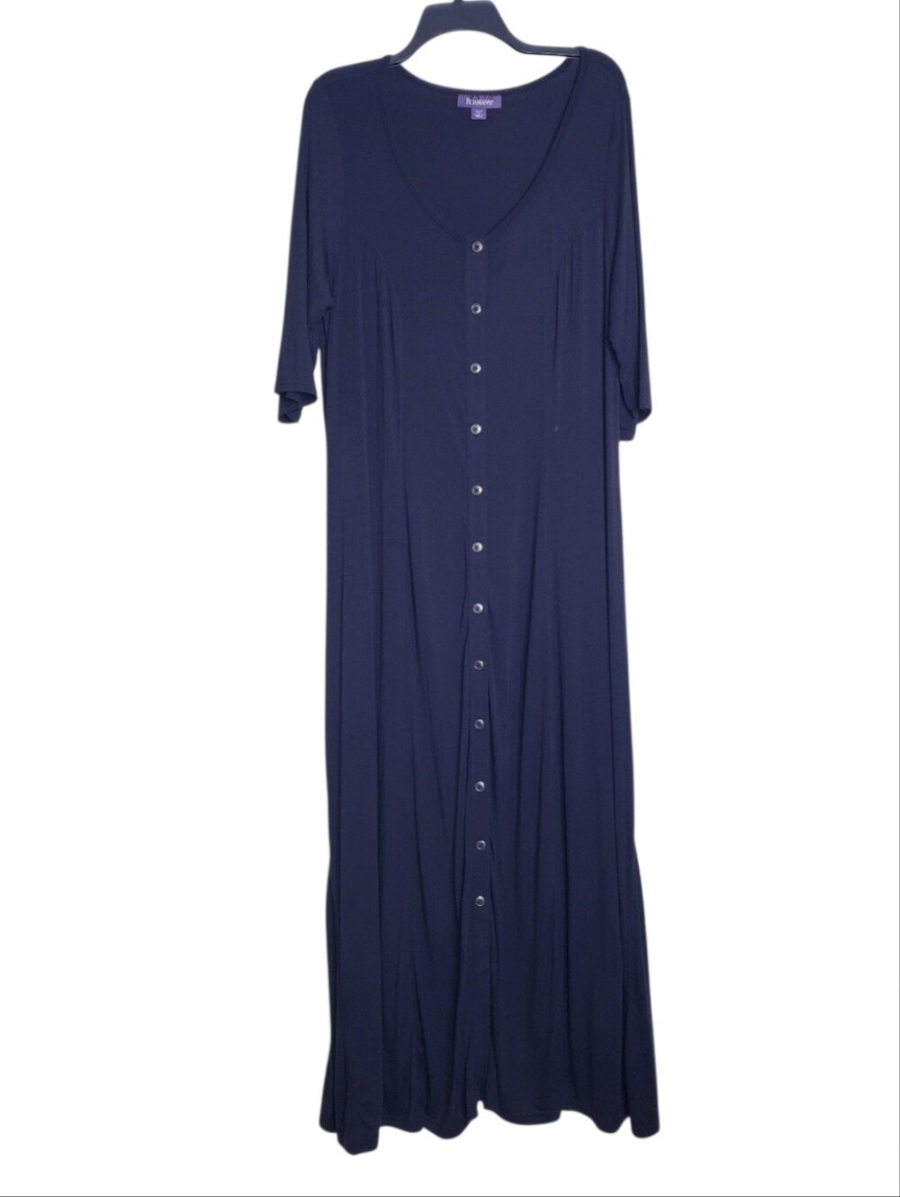 Roman's Black Half Sleeve Button Front Maxi Dress Women's Size 14/16